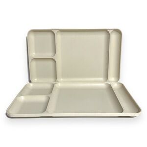 Tupperware Vintage Tray Almond Divided Cafeteria Style 15x9 Dining 1535 Lot of 2